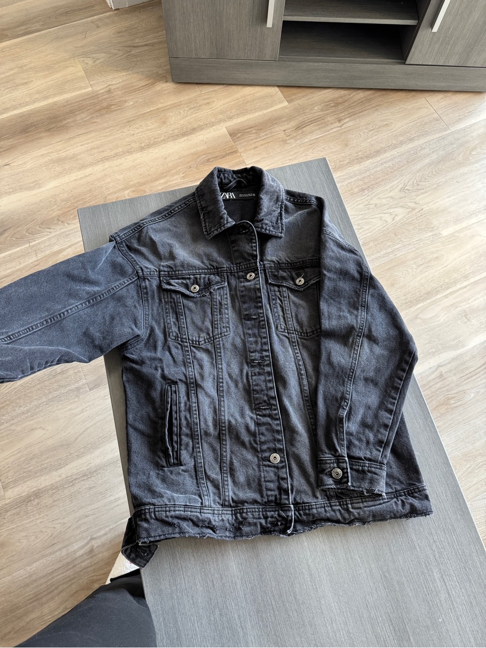 ZARA Black Washed Denim Jacket